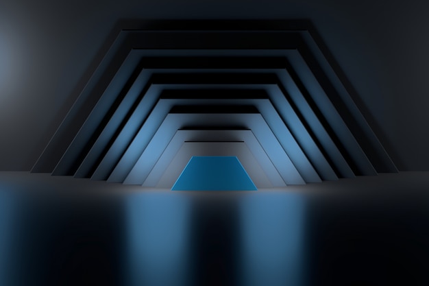 Abstract background with half of hexagonal shapes over shiny reflective background. Premium Photo