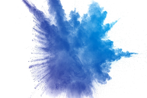 Premium Photo | Abstract blue dust explosion on white background