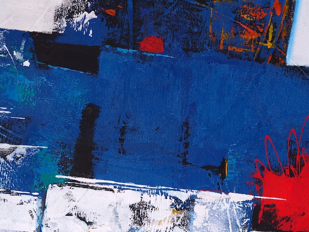テクスチャーとキャンバスの背景に抽象的な青い形の油絵 プレミアム写真