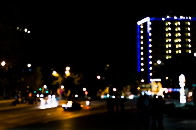 Abstract blur image of road in night time with bokeh Free Photo