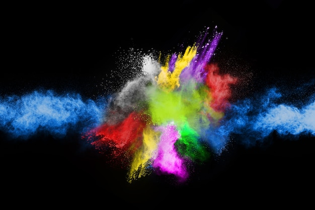 Premium Photo | Abstract colored dust explosion on a black background ...