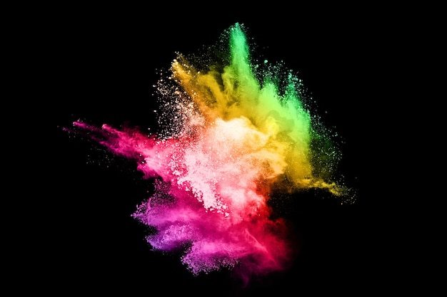 Premium Photo | Abstract colored dust explosion on a black background