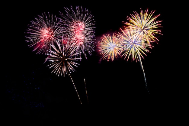 Abstract colored firework background with free space for text. Premium Photo