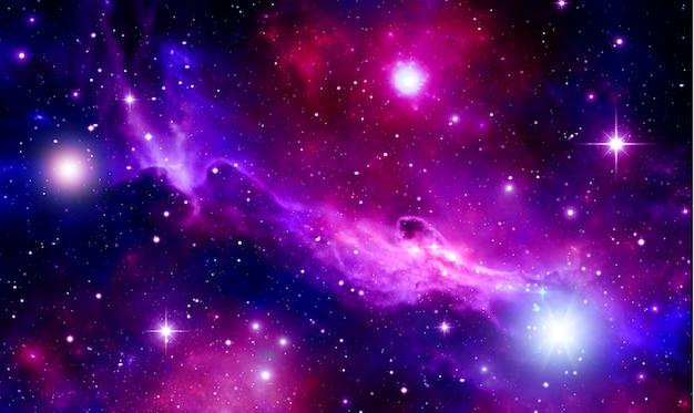銀河星雲外側プラズマ紫赤空宇宙スパイラル星を点滅する抽象的な宇宙背景 プレミアム写真