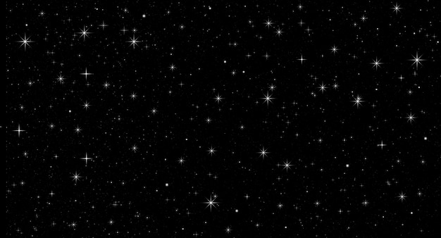 黒い空に輝く白い星の抽象的な宇宙背景キラキラ プレミアム写真