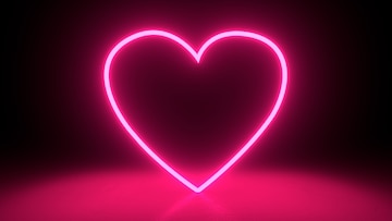 Premium Photo | Abstract futuristic frame with pink heart on dark wall