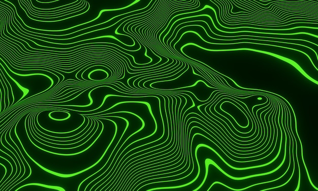 Premium Photo | Abstract green topographic contour lines. 3d illustration.