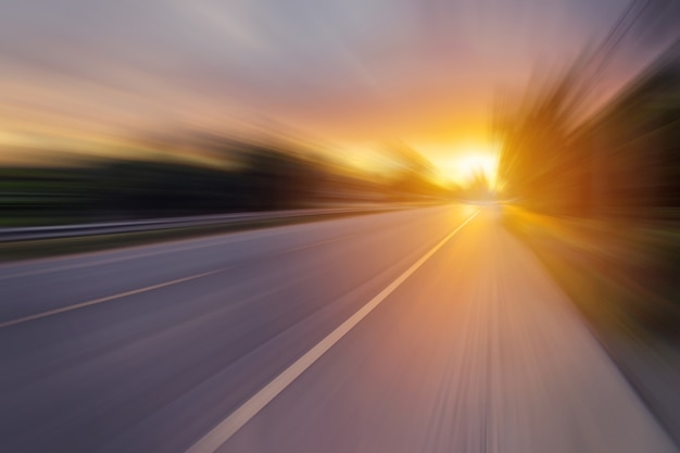 Premium Photo | Abstract motion blur of the road and sunset