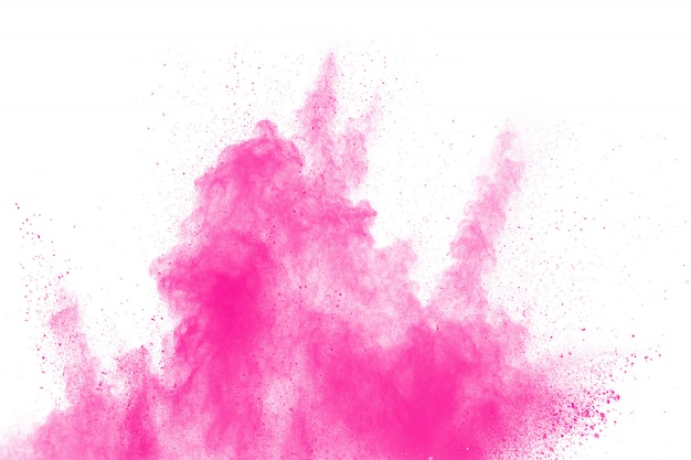 Abstract pink dust explosion on white background. | Premium Photo