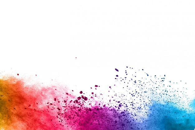 Abstract Powder Splatted Background. Colorful Powder Explosion On White Background.