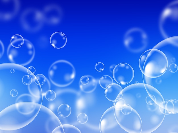 Abstract soap bubble on blue background | Premium Photo