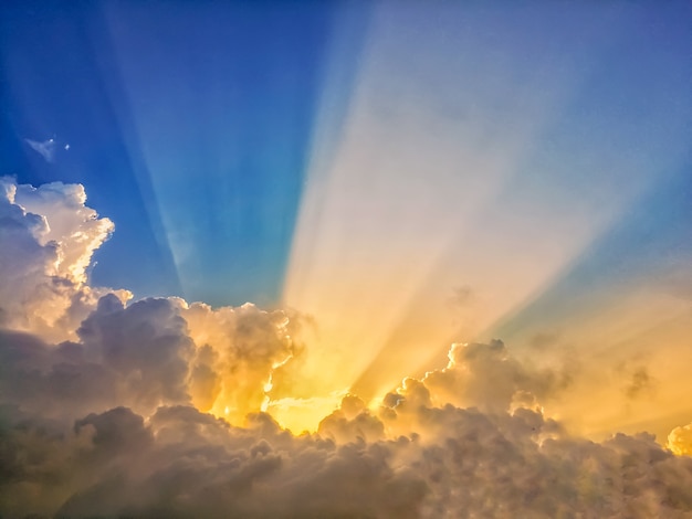 Abstract sun beam line light shining through the clouds | Premium Photo