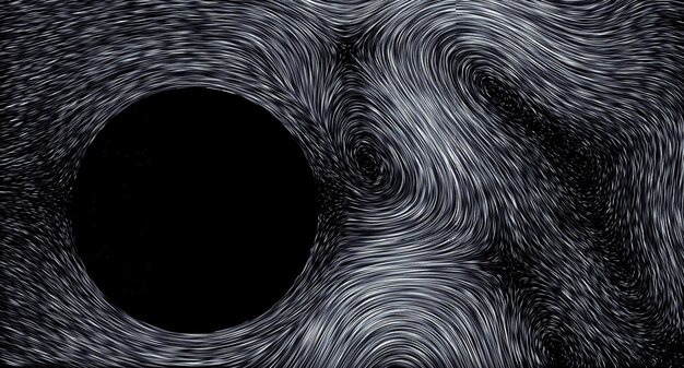 抽象的な壁紙黒背景色の縞模様の粒子の流れ プレミアム写真