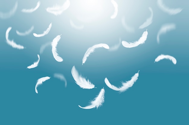 Premium Photo | Abstract white feathers falling in the air