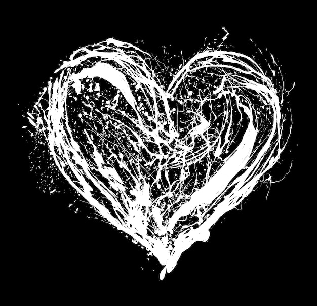 Premium Photo | Abstract white heart on black background. heart grunge