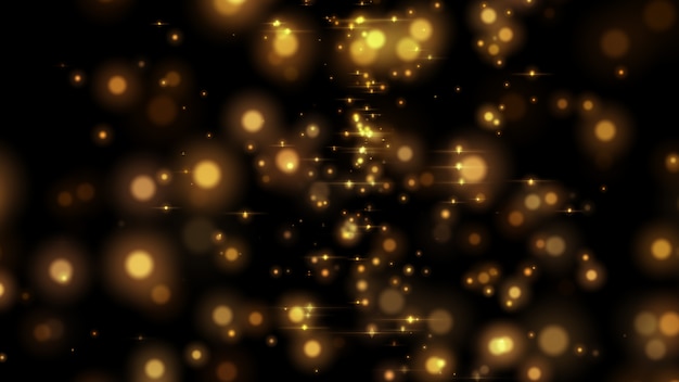 Abstract yellow glowing bokeh isolated on black background. | Premium Photo