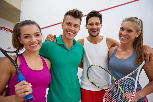 Free Photo | Active young people playing squash