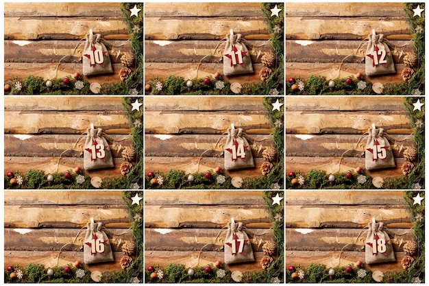 Advent calendar design with numbers on pouches Free Photo