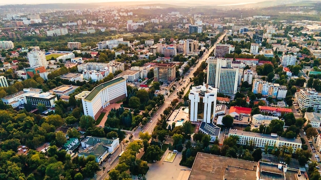 Premium Photo | Aerial drone view of chisinau downtown panorama view of ...