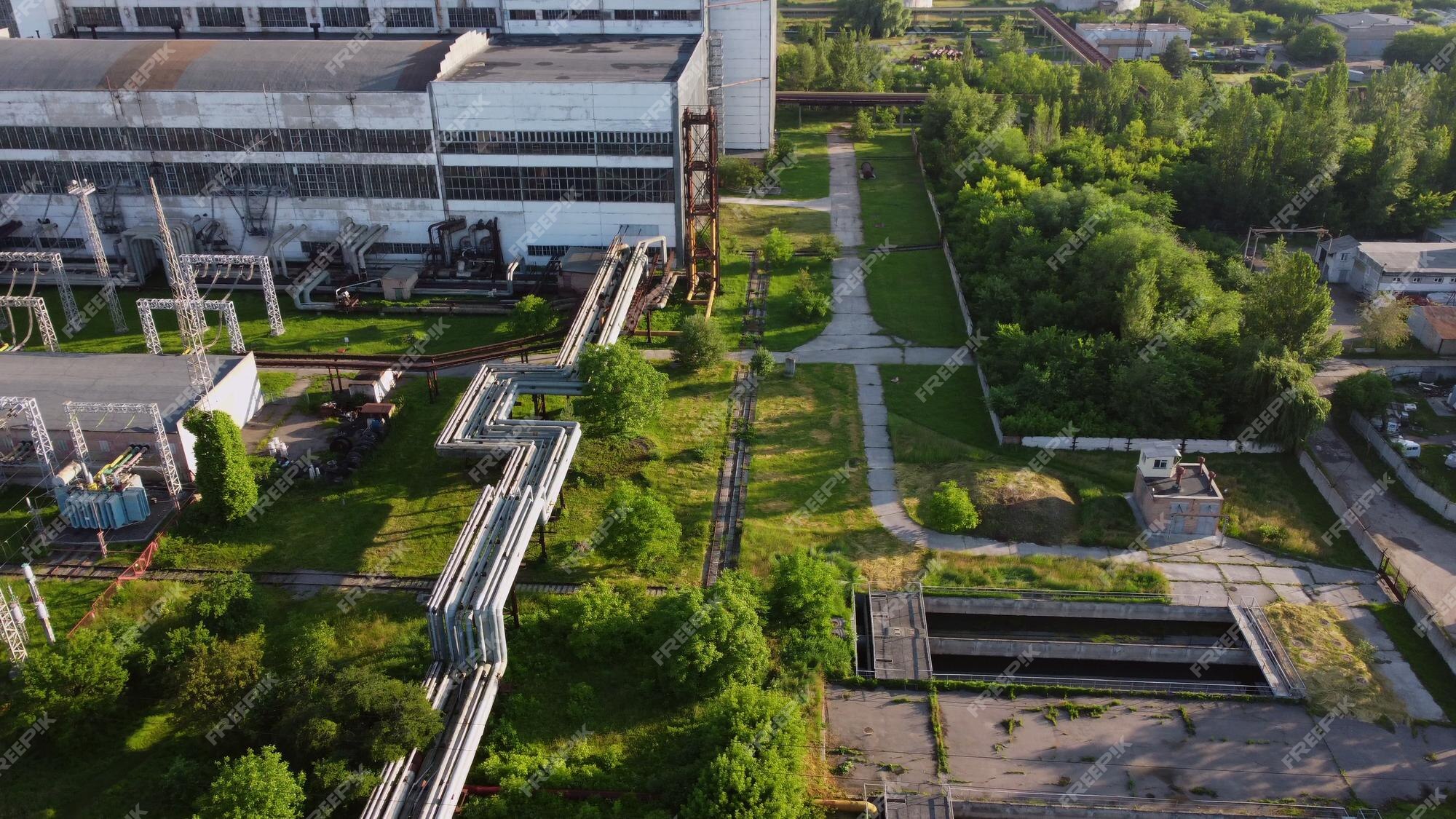 Premium Photo | Aerial drone view flight near thermal power plant ...