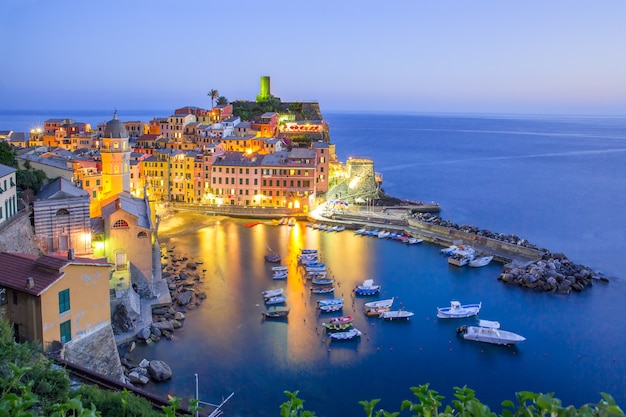 Premium Photo | Aerial Night View Of Vernazza Fishing Village, Seascape ...