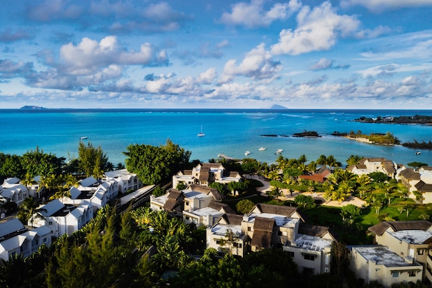 Premium Photo | Aerial photography of a coral reef and a hotel complex ...