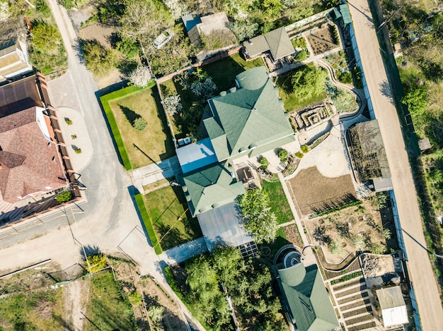 Premium Photo | Aerial top down overhead view of summer luxury house