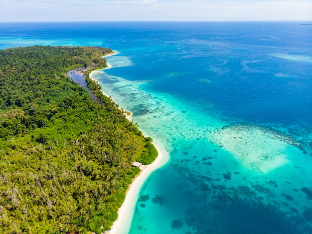 Premium Photo | Aerial top view of tropical paradise pristine beach ...