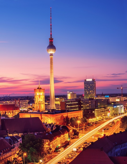 Premium Photo Aerial View Over Berlin In Germany On A Sunset