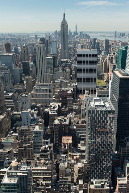 Premium Photo | Aerial view of buildings in midtown manhattan, new york ...