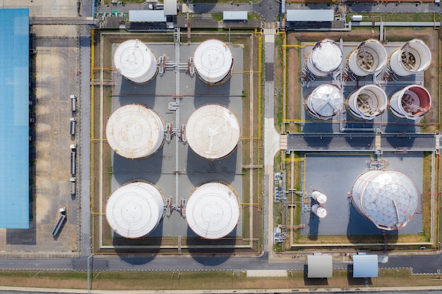 Premium Photo | Aerial view of chemical industry storage tank and ...