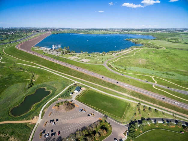 Premium Photo Aerial View Of Cherry Creek Reservoir In Denver Colorado 0299