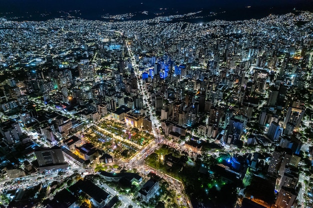 Premium Photo | Aerial View Of The City Of Belo Horizonte At Night ...