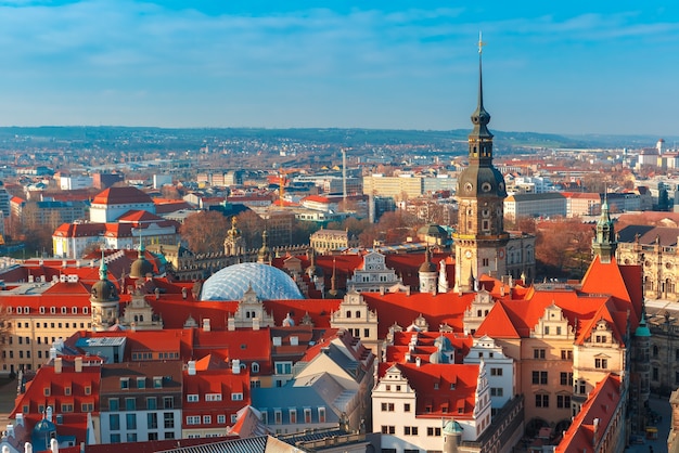 Premium Photo | Aerial View Of Domes And Roofs Dresden, Germany