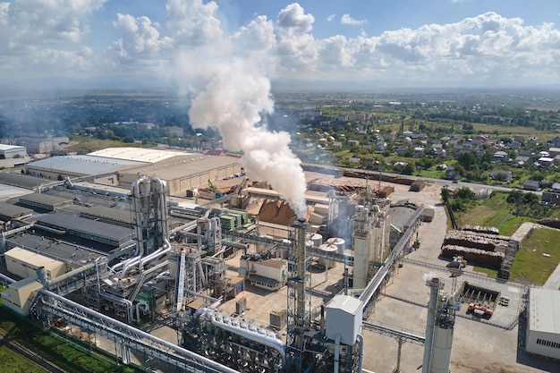 Premium Photo | Aerial View Of Factory With High Plant Manufacture ...