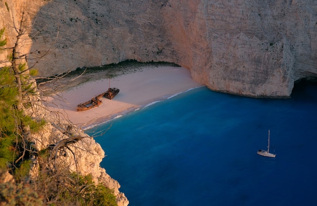 Premium Photo | Aerial view of the famous shipwreck point at the elatia ...