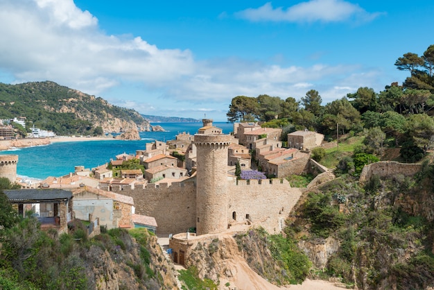 Premium Photo | Aerial view of fortress vila vella and badia de tossa ...