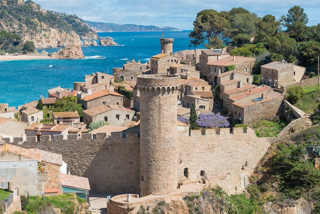 Premium Photo | Aerial view of fortress vila vella and badia de tossa ...