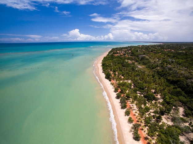 Premium Photo | Aerial view green sea at a brazilian beach coast on a ...