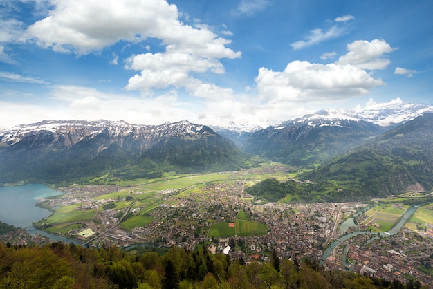 Premium Photo Aerial View Of Interlaken From Viewpoint At Harder Kulm
