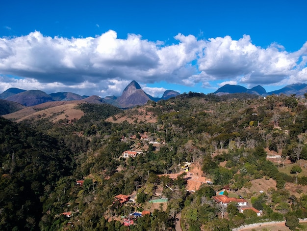 Premium Photo | Aerial view of itaipava petrpolis mountainous region of ...