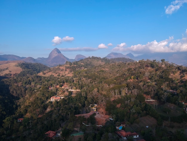 Premium Photo | Aerial view of itaipava petrpolis mountainous region of ...