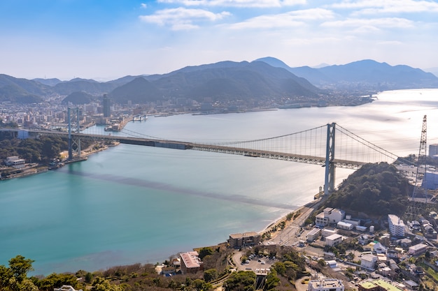 Premium Photo Aerial View Of The Kanmon Bridge With A Long Exposure From Hinoyama Park At Shimonoseki Yamaguchi Japan