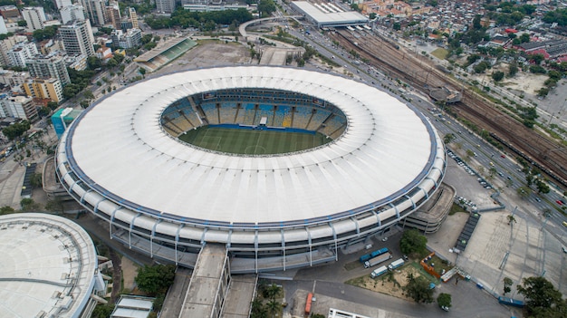 Aerial view of legendary football stadium maracana (stadium jornalista mario filho). Premium Photo
