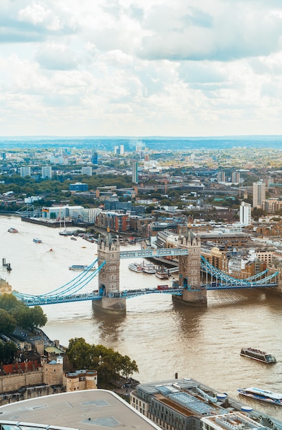 Premium Photo | Aerial view london city with river thames, uk