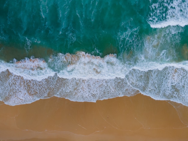 Premium Photo | Aerial view of ocean waves on the great shore