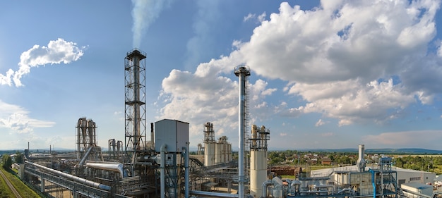 Premium Photo | Aerial view of oil and gas refining petrochemical ...