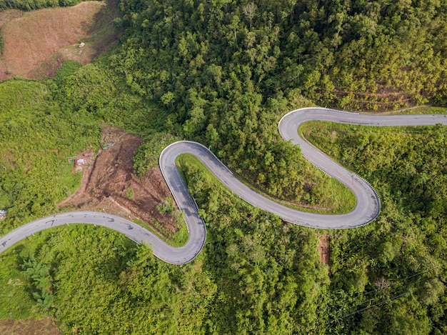 Premium Photo | Aerial view road in mountain