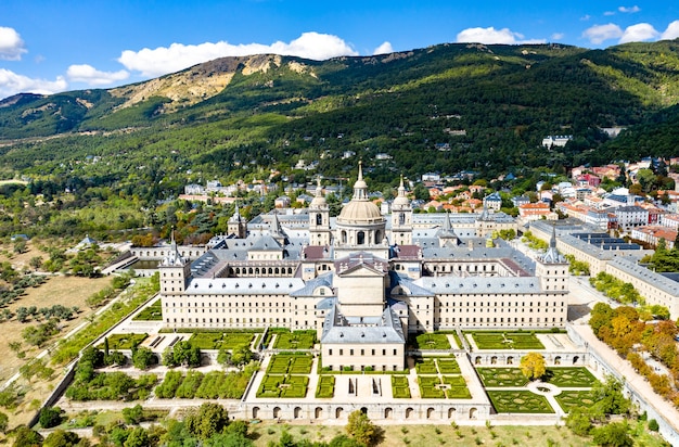 Premium Photo Aerial View Of The Royal Monastery Of San Lorenzo De El Escorial Near Madrid Spain