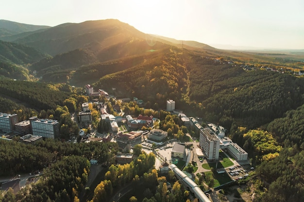 Premium Photo | Aerial view of a small town in the altai territory. top ...